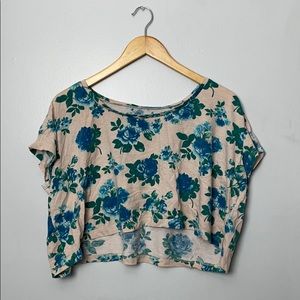 American apparel cropped flowy floral shirt
